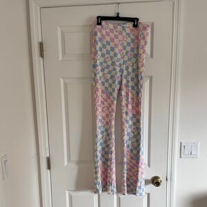 Pastel Checkered Flare Pants